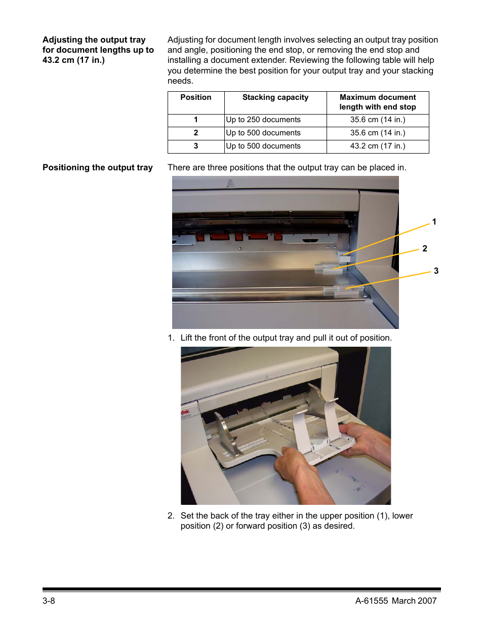 Positioning the output tray | Kodak i1800 Series User Manual | Page 24 / 101