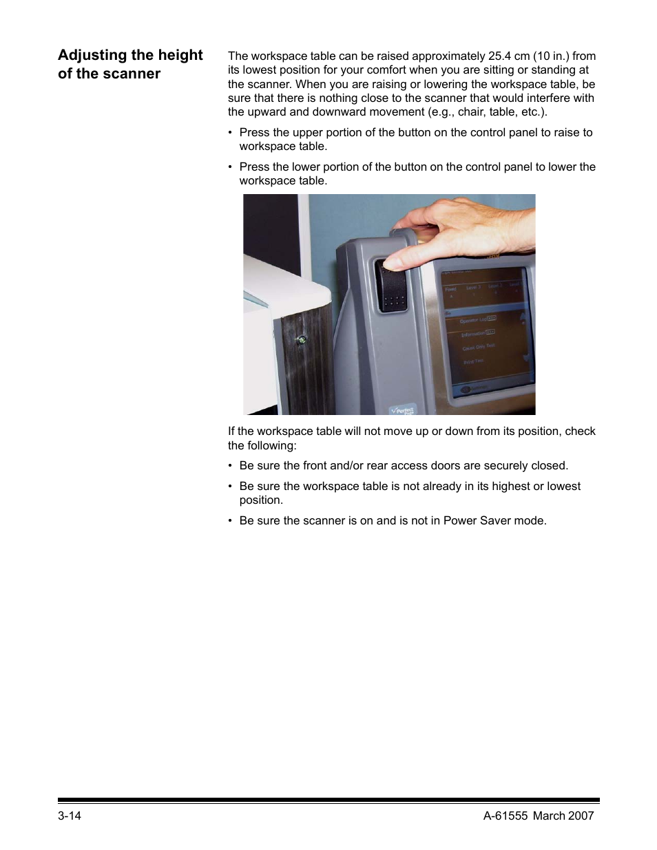 Adjusting the height of the scanner | Kodak i1800 Series User Manual | Page 30 / 101