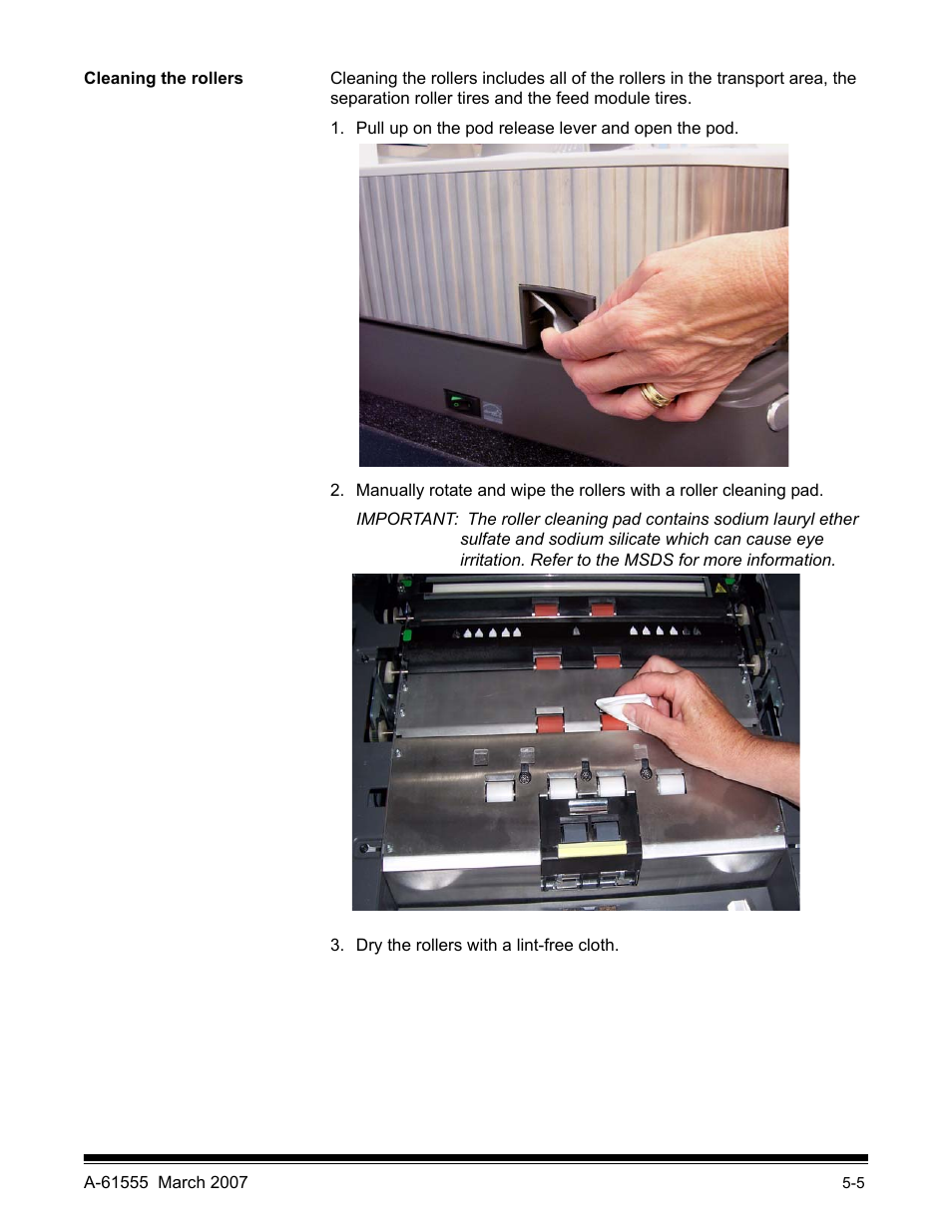 Cleaning the rollers | Kodak i1800 Series User Manual | Page 70 / 101