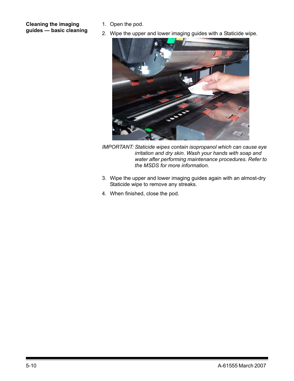 Cleaning the imaging guides - basic cleaning | Kodak i1800 Series User Manual | Page 75 / 101