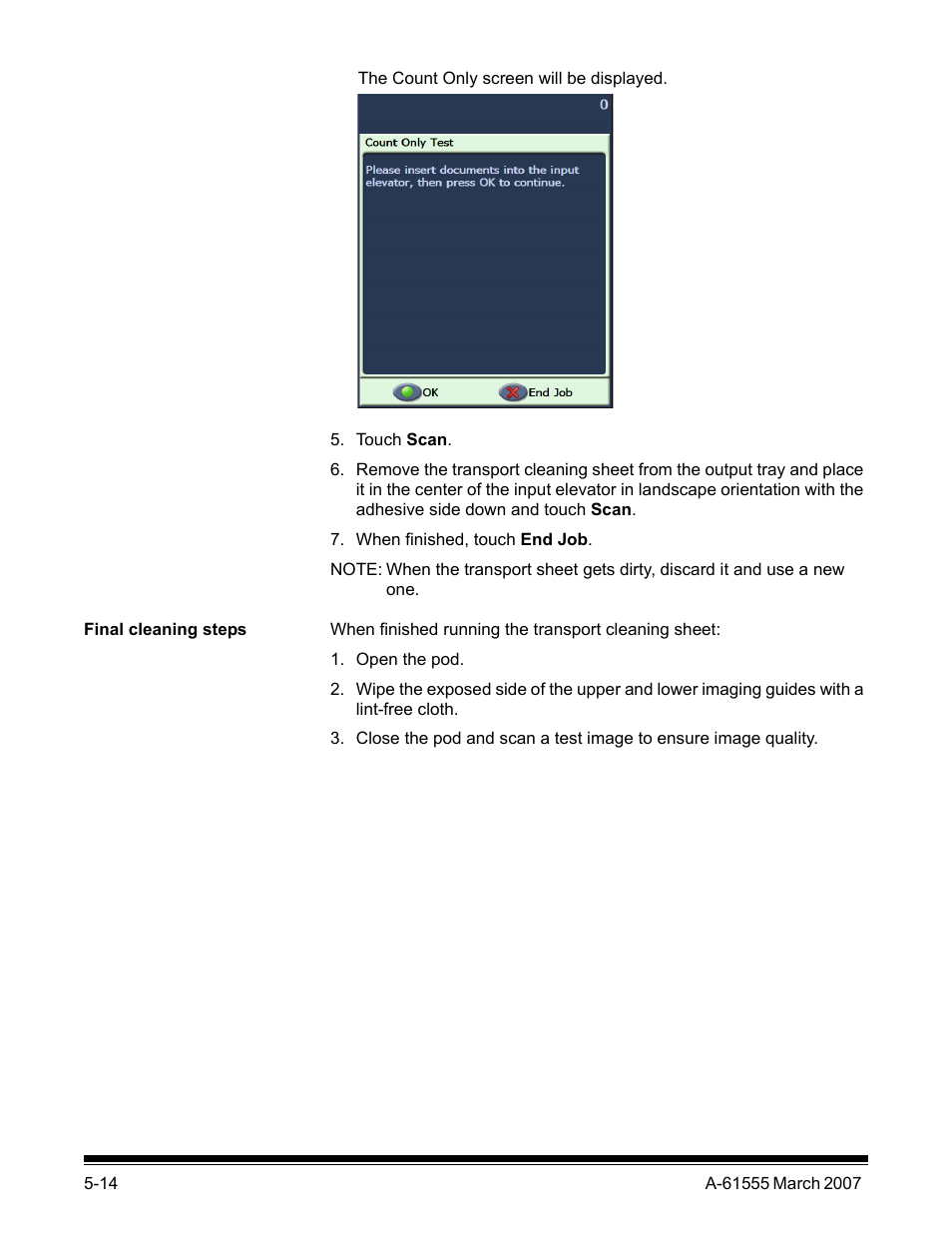 Final cleaning steps | Kodak i1800 Series User Manual | Page 79 / 101