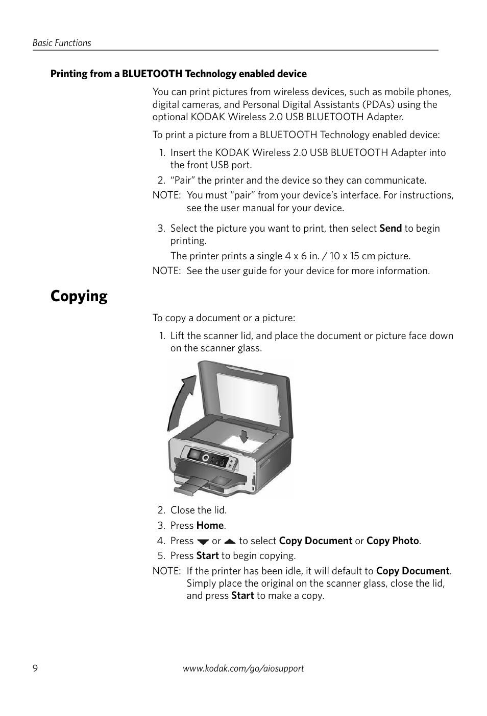 Copying | Kodak ESP 7200 Series User Manual | Page 12 / 19