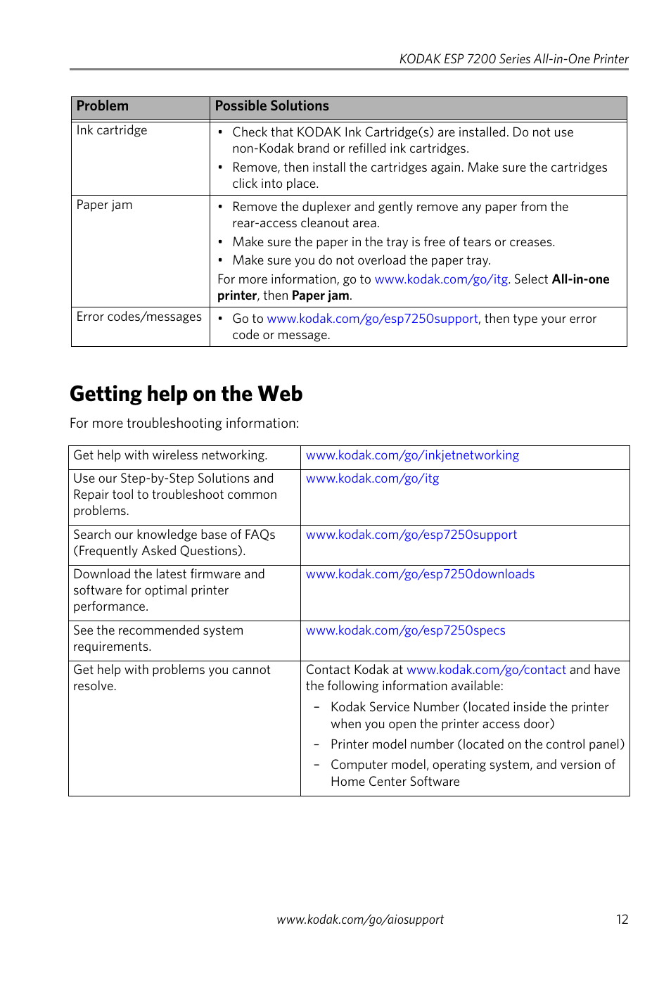 Getting help on the web | Kodak ESP 7200 Series User Manual | Page 15 / 19