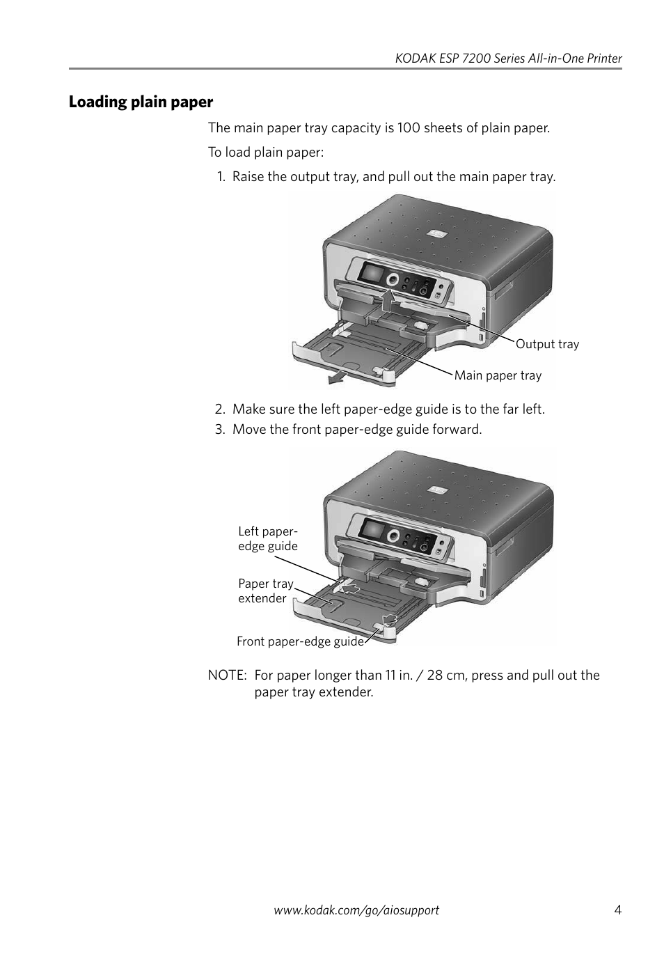 Loading plain paper | Kodak ESP 7200 Series User Manual | Page 7 / 19