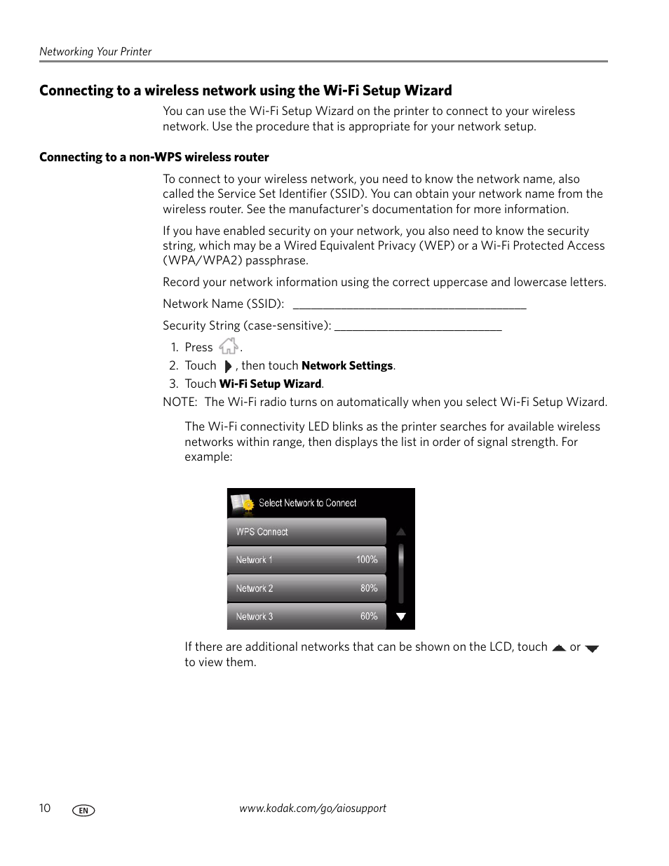 Connecting to a non-wps wireless router | Kodak 9.1 User Manual | Page 16 / 145