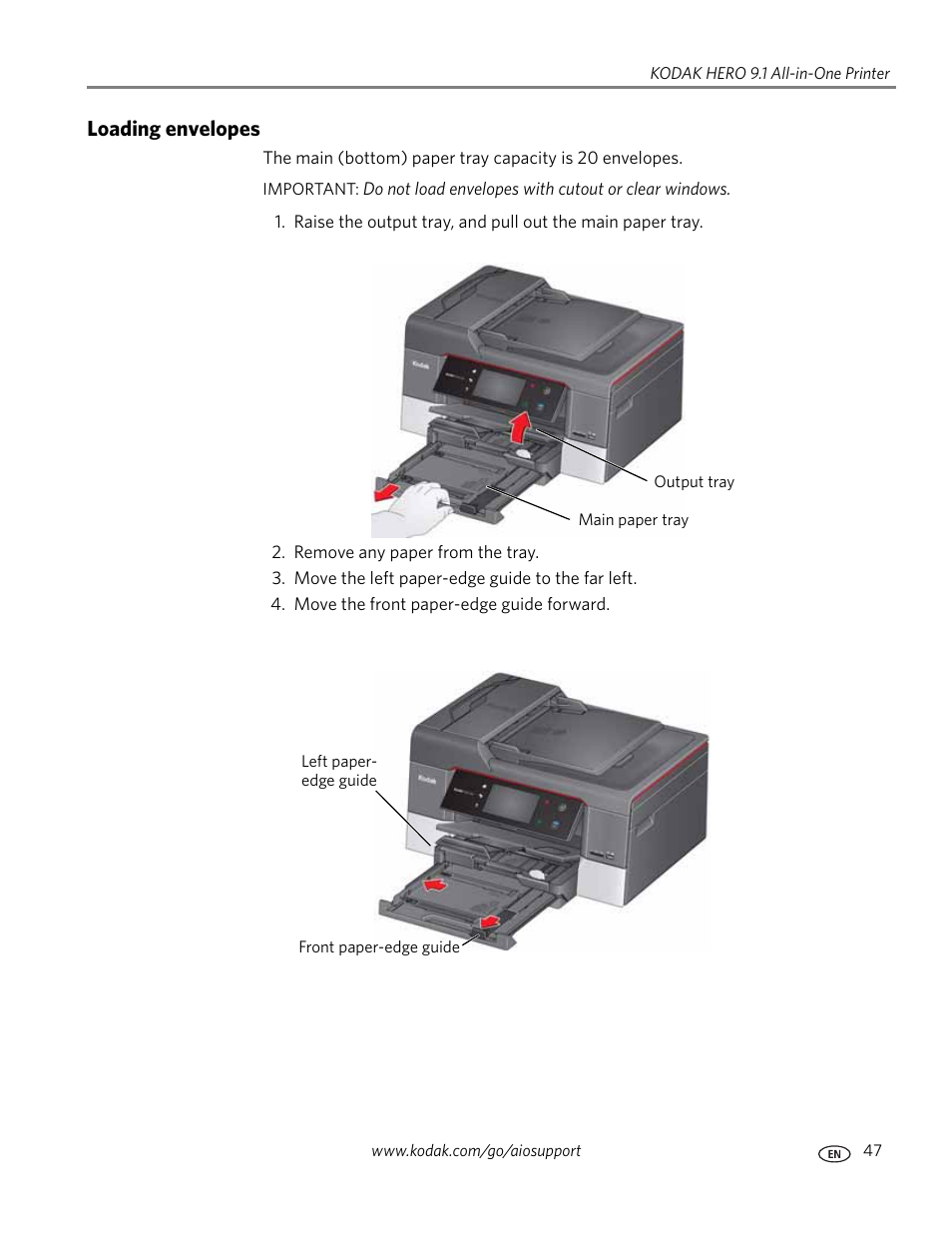 Loading envelopes | Kodak 9.1 User Manual | Page 53 / 145