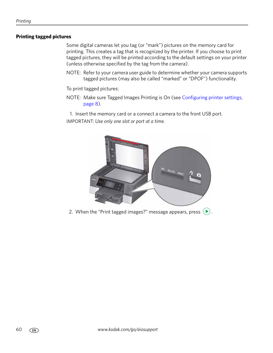 Printing tagged pictures | Kodak 9.1 User Manual | Page 66 / 145