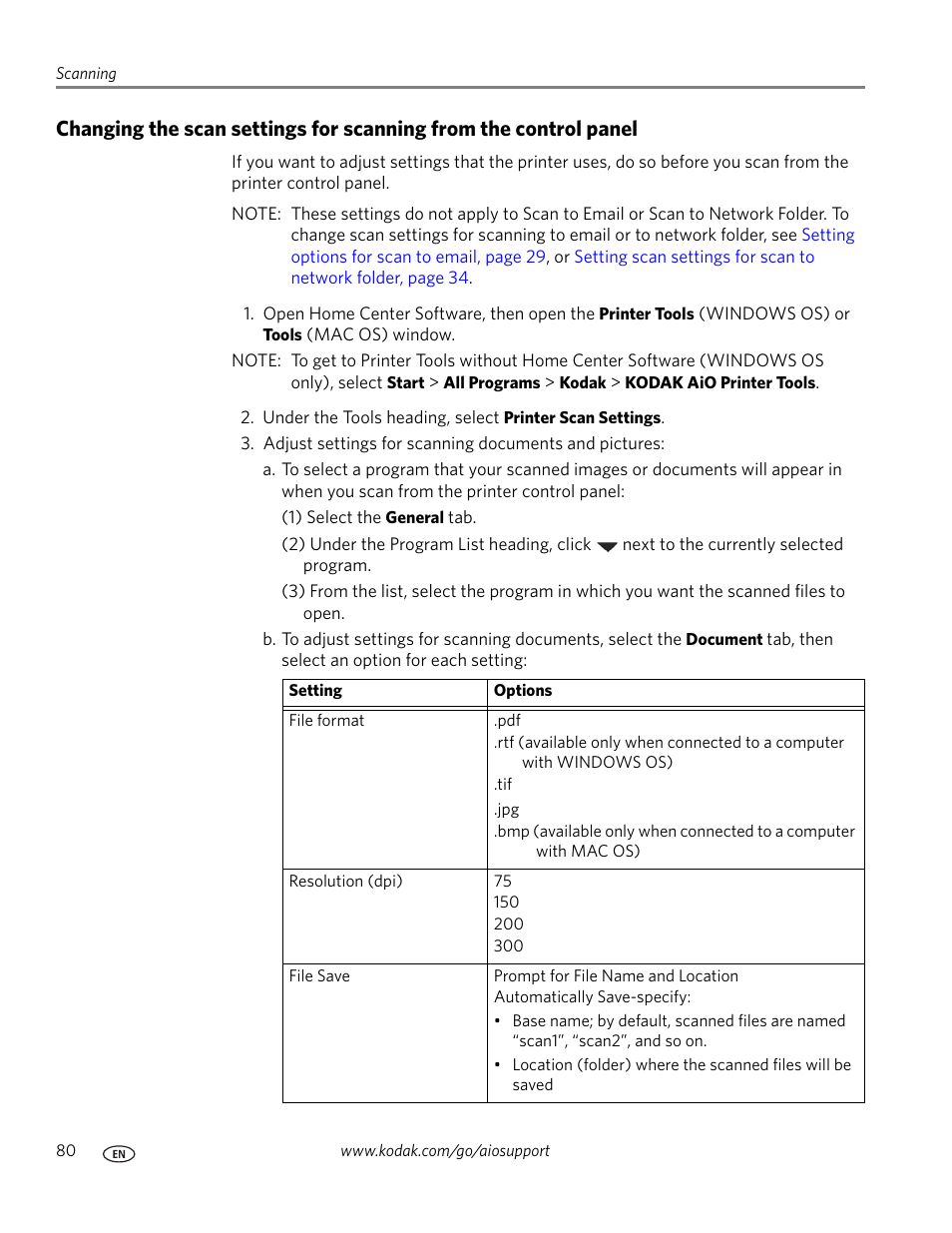 See changing the scan | Kodak 9.1 User Manual | Page 86 / 145