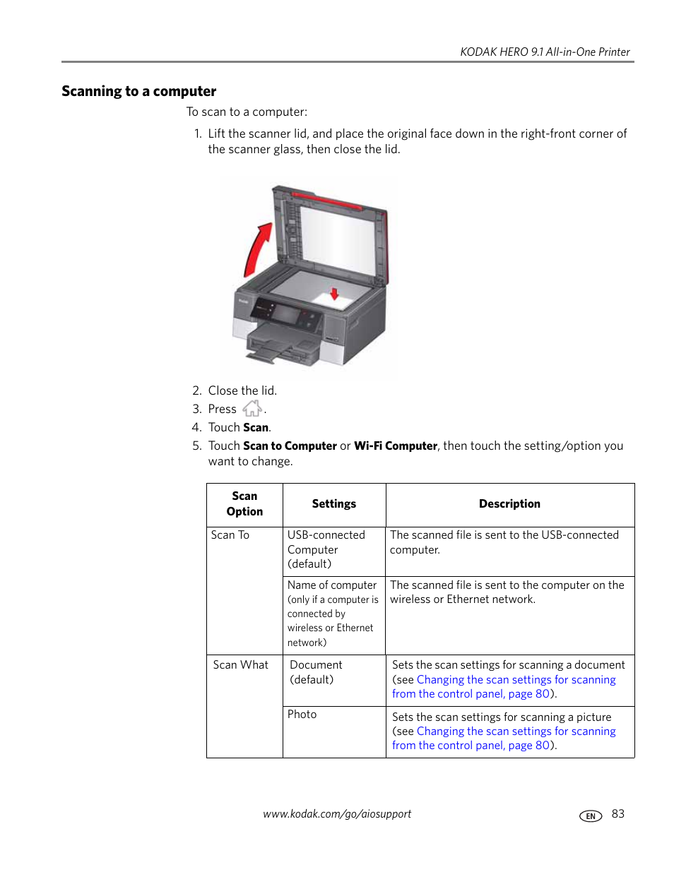 Scanning to a computer | Kodak 9.1 User Manual | Page 89 / 145