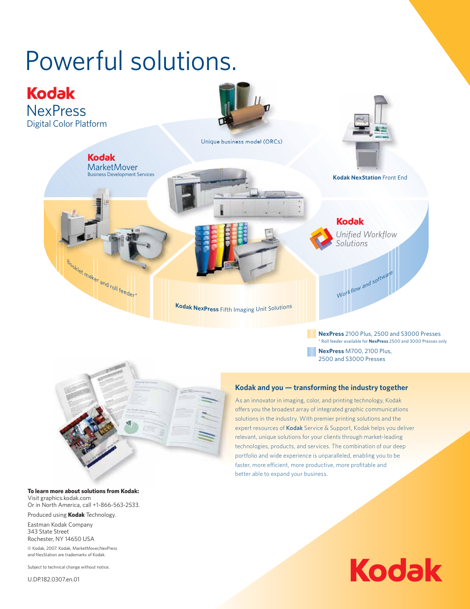 Powerful solutions, Nexpress, Marketmover | Digital color platform | Kodak NexPress M700 User Manual | Page 7 / 7