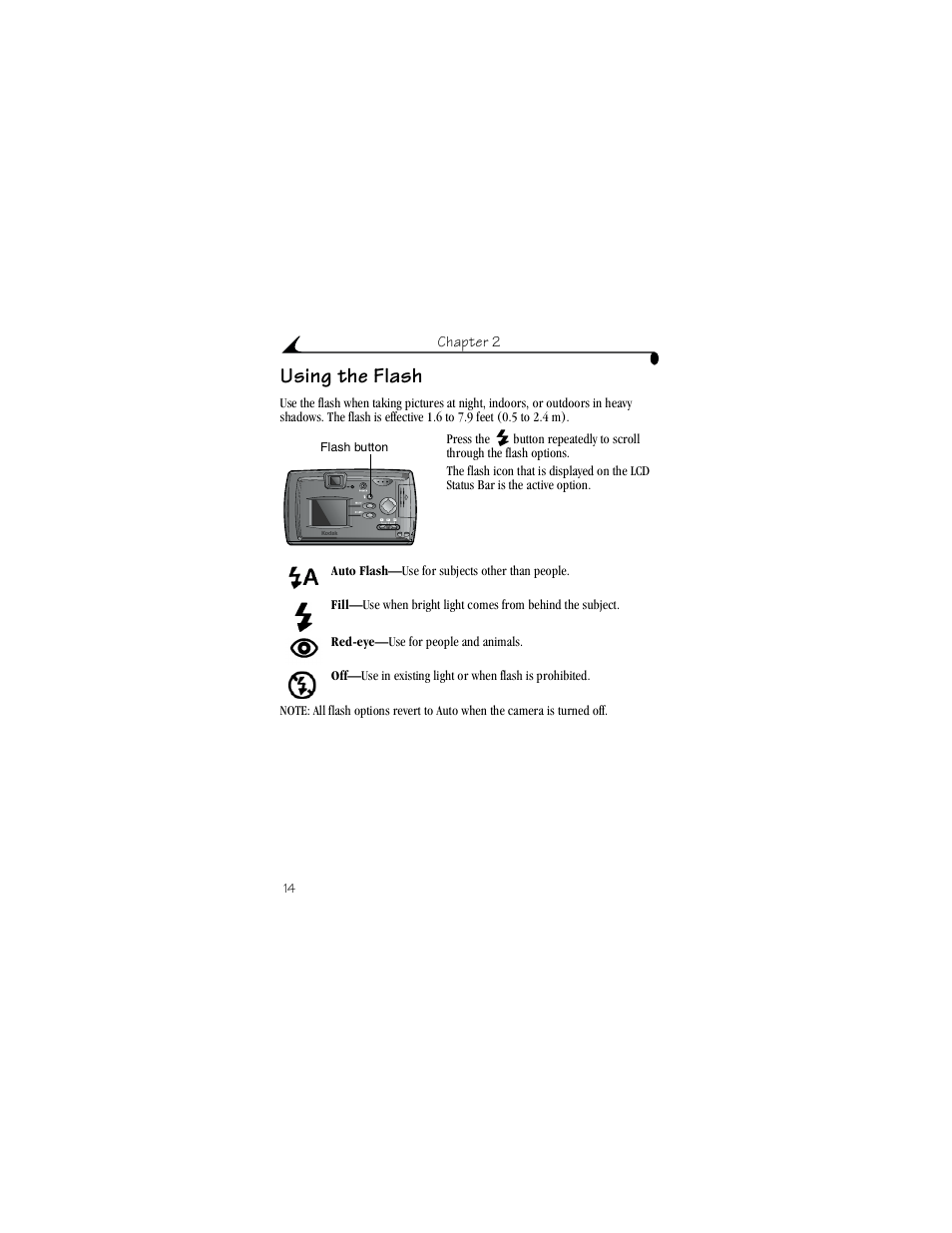 Using the flash | Kodak DX3700 User Manual | Page 24 / 86