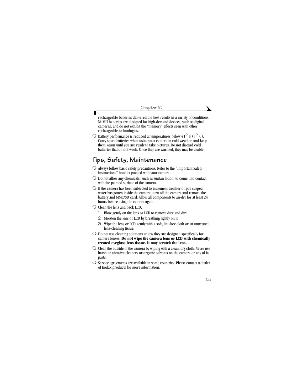 Tips, safety, maintenance | Kodak DX3700 User Manual | Page 73 / 86