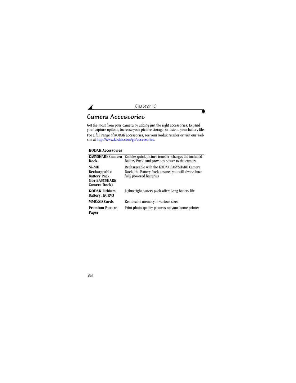Camera accessories | Kodak DX3700 User Manual | Page 74 / 86