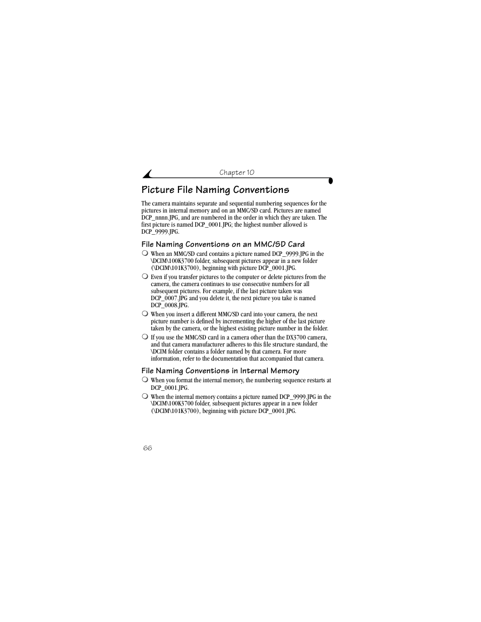 Picture file naming conventions, File naming conventions on an mmc/sd card, File naming conventions in internal memory | Kodak DX3700 User Manual | Page 76 / 86