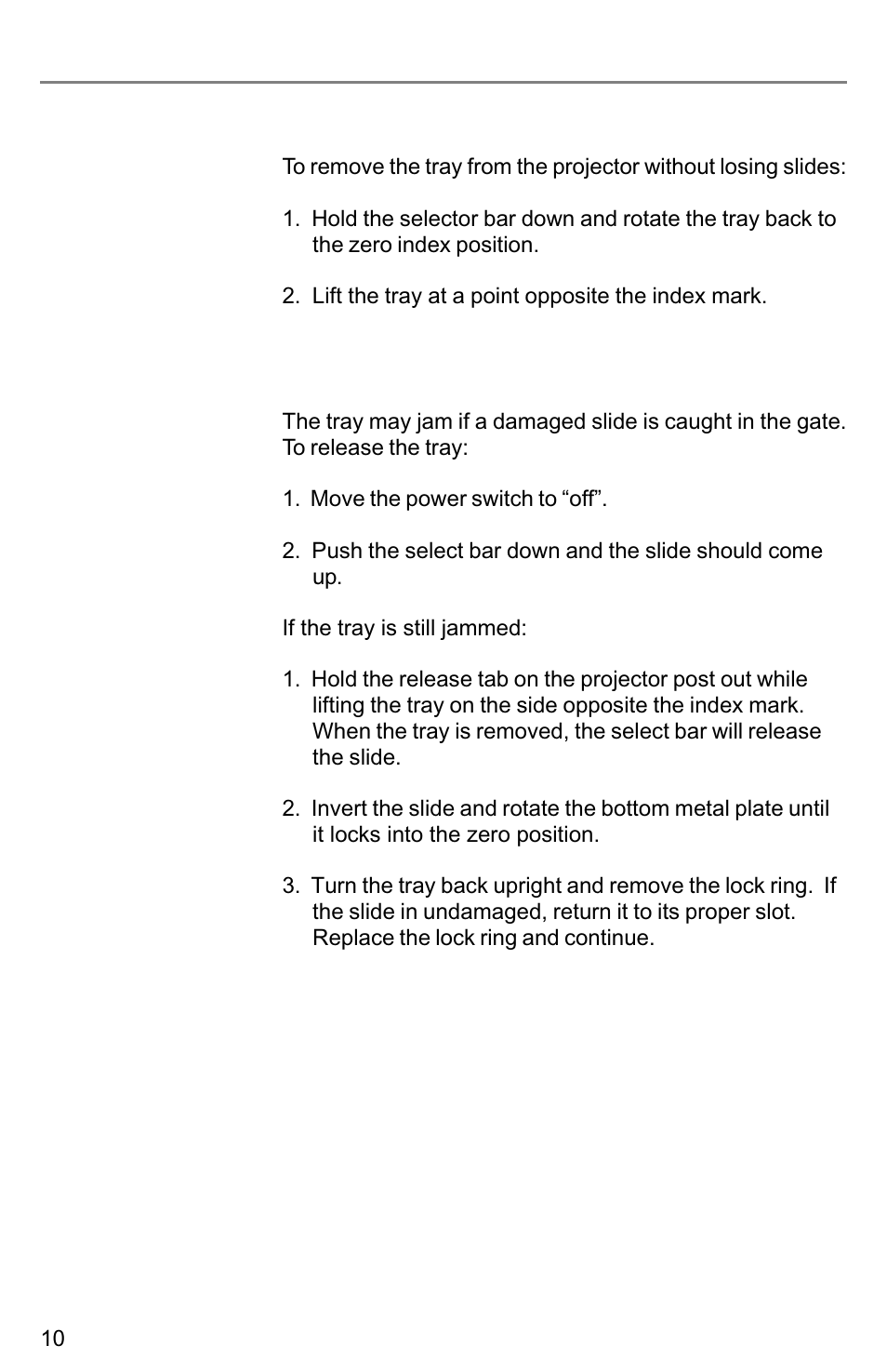 Slide tray installation, Slide tray removal, Slide tray jam | Kodak VIDEOMATE 2030P User Manual | Page 10 / 18