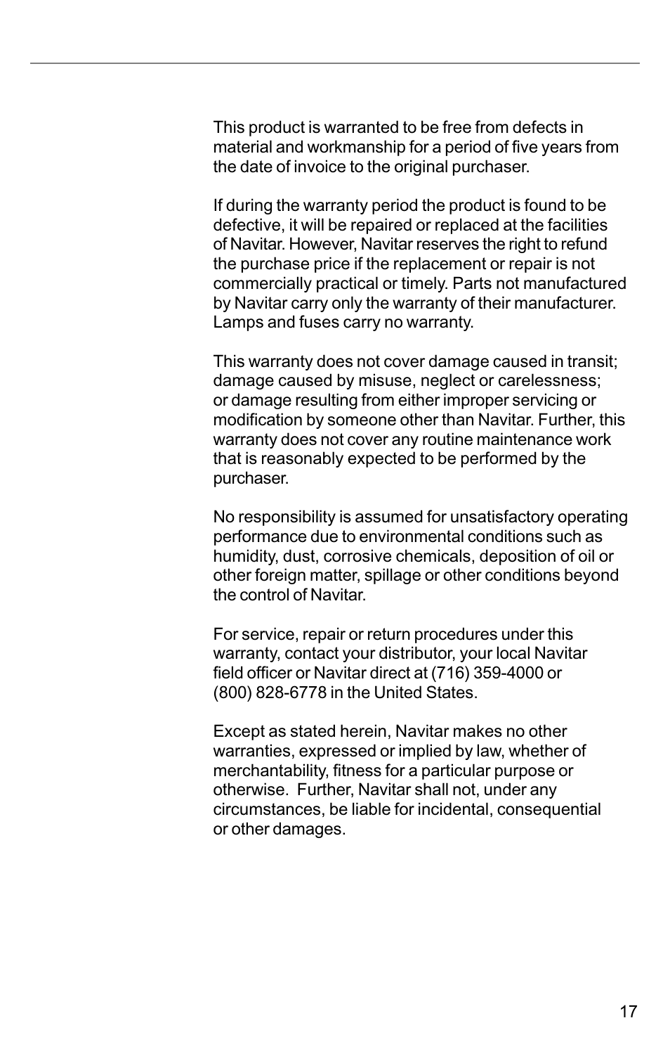 Warranty, 1 year parts /1 year labor | Kodak VIDEOMATE 2030P User Manual | Page 17 / 18