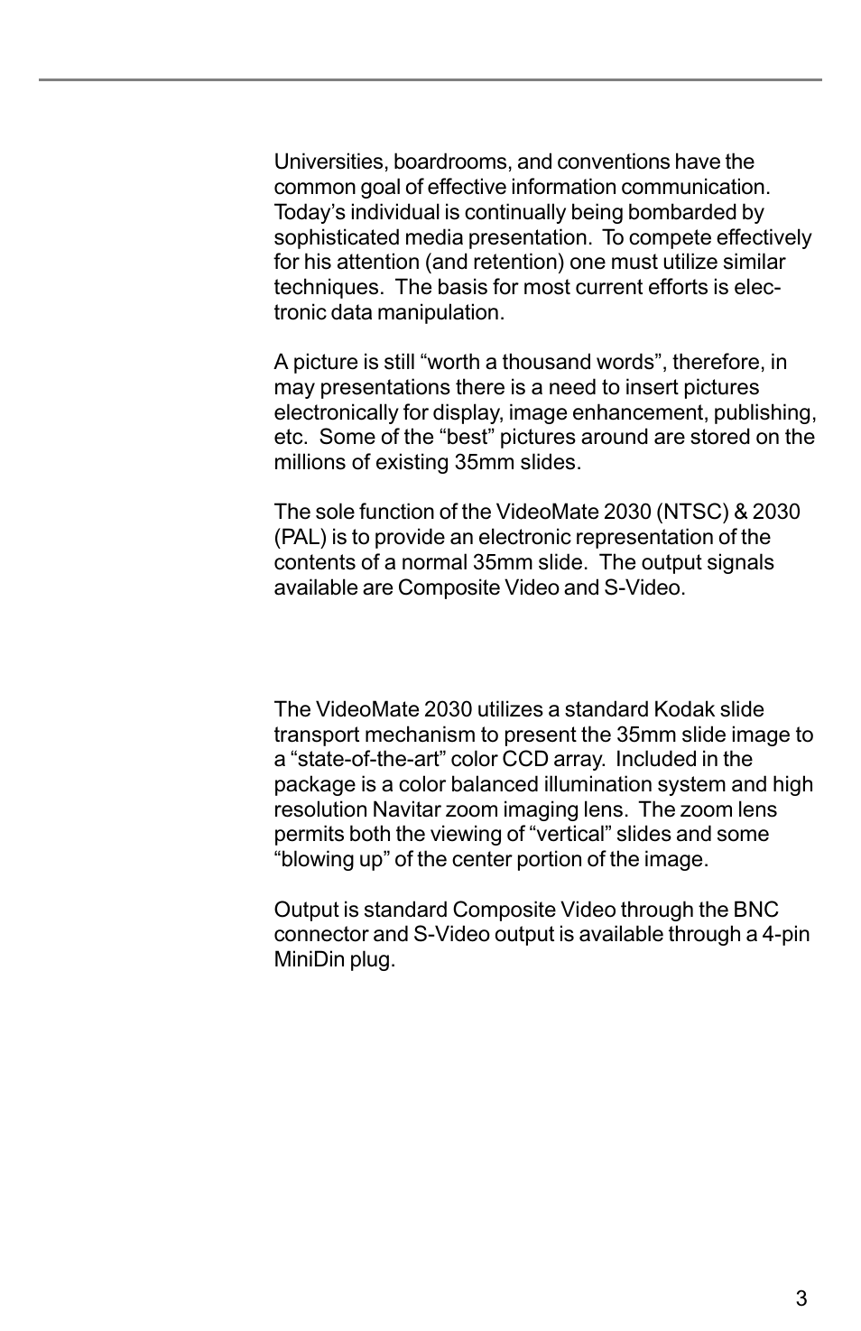 Product overview, Product description | Kodak VIDEOMATE 2030P User Manual | Page 3 / 18