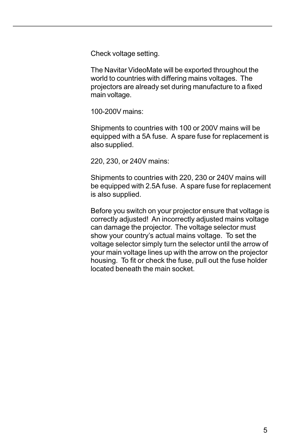 Voltage selection | Kodak VIDEOMATE 2030P User Manual | Page 5 / 18