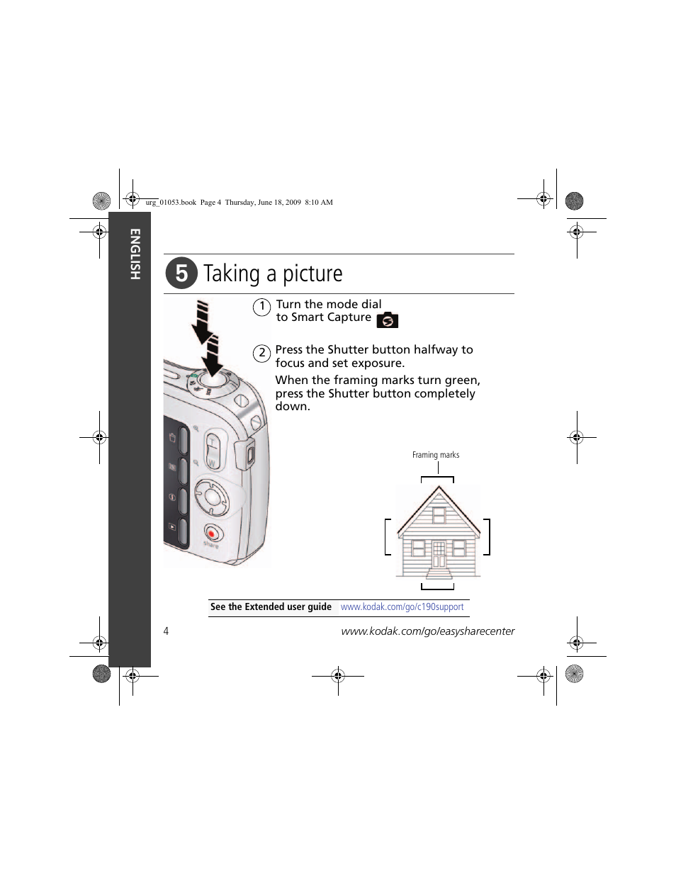 Taking a picture | Kodak EASYSHARE C190 User Manual | Page 4 / 18