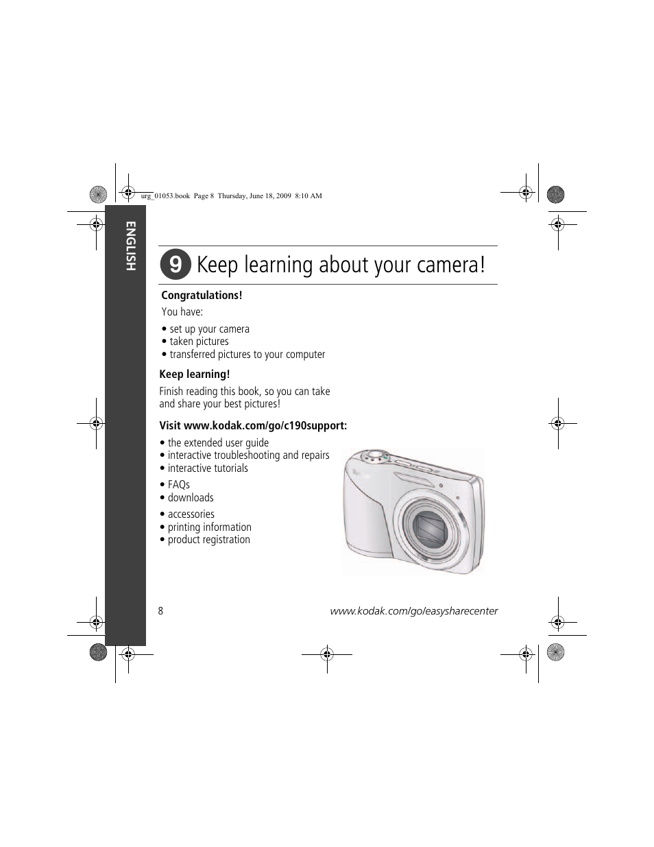 Keep learning about your camera | Kodak EASYSHARE C190 User Manual | Page 8 / 18