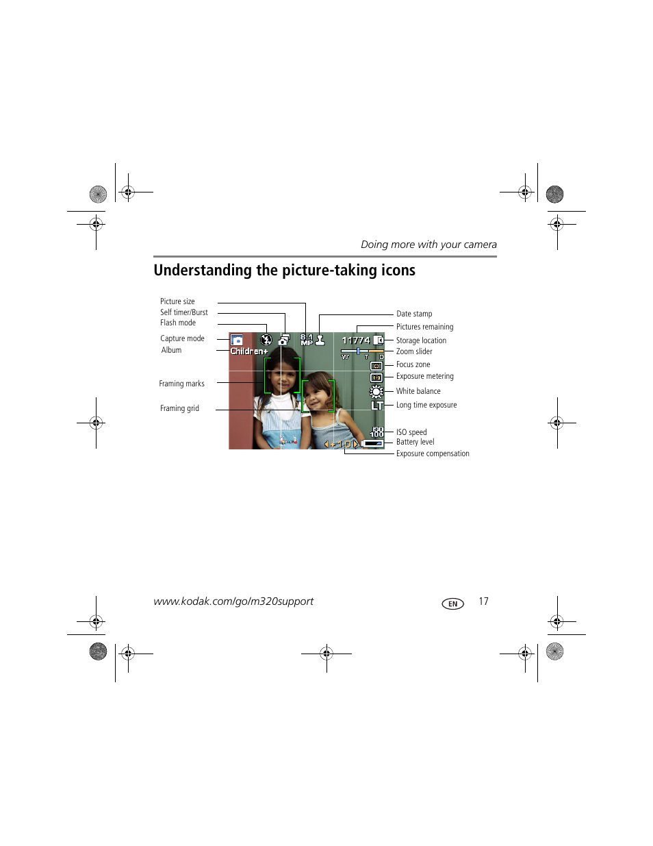 Understanding the picture-taking icons | Kodak KLIC-7001 User Manual | Page 17 / 27