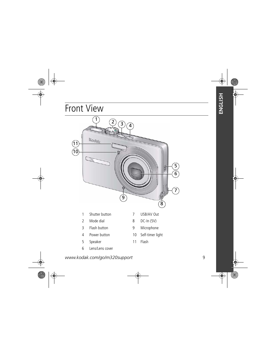 Front view | Kodak KLIC-7001 User Manual | Page 9 / 27