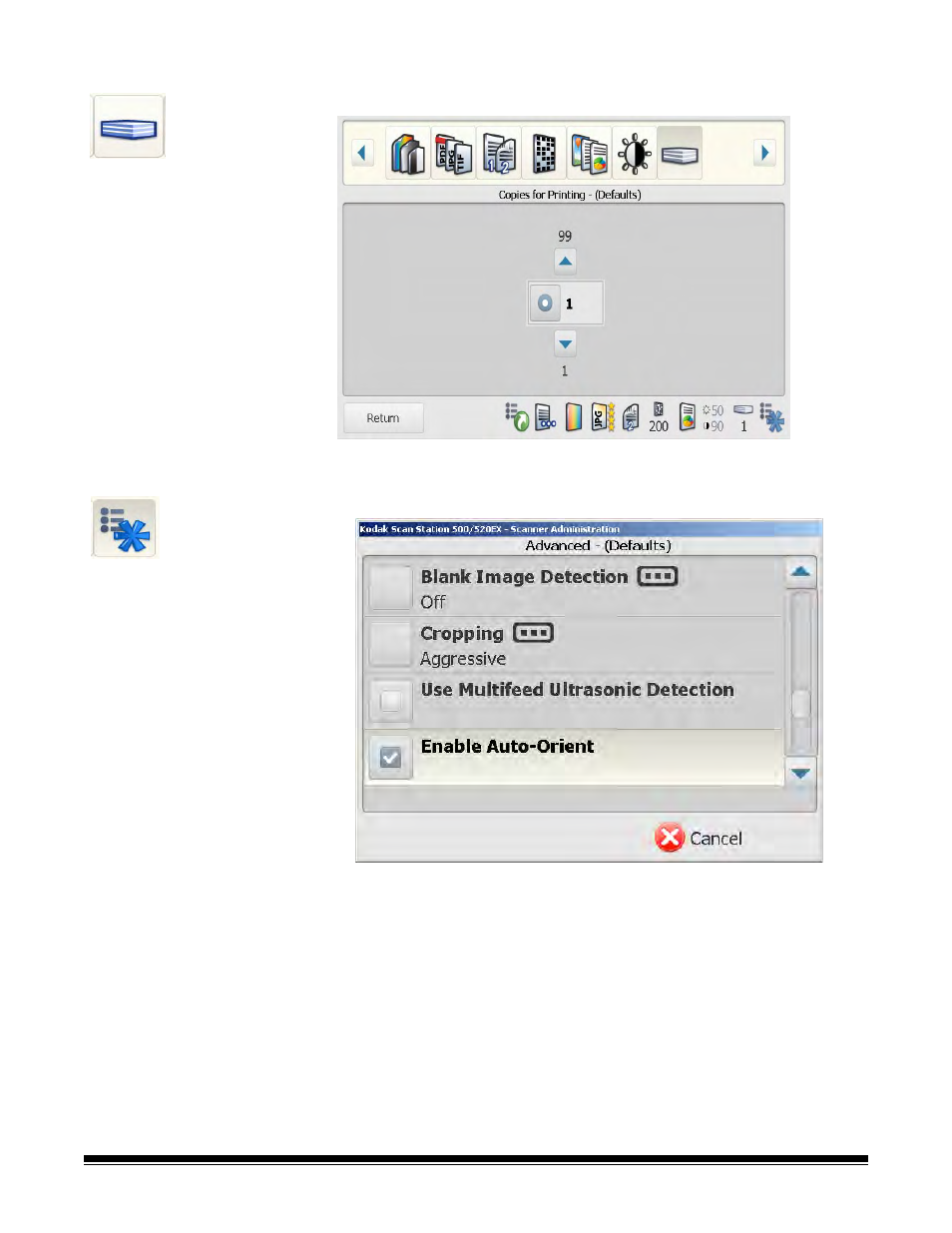 Copies for printing option, Advanced option | Kodak 500 User Manual | Page 80 / 162