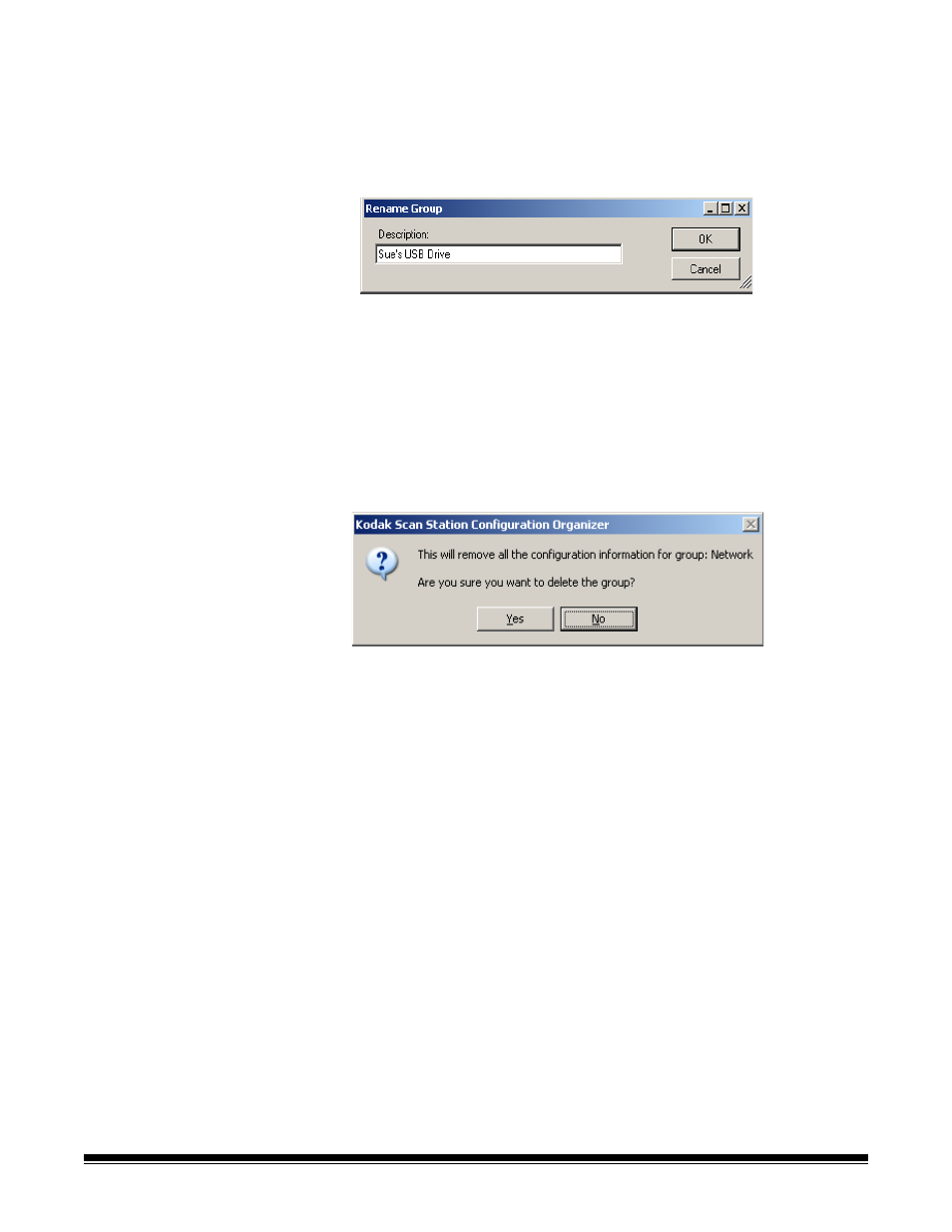 Renaming a usb drive group, Deleting a usb drive group | Kodak 500 User Manual | Page 95 / 162