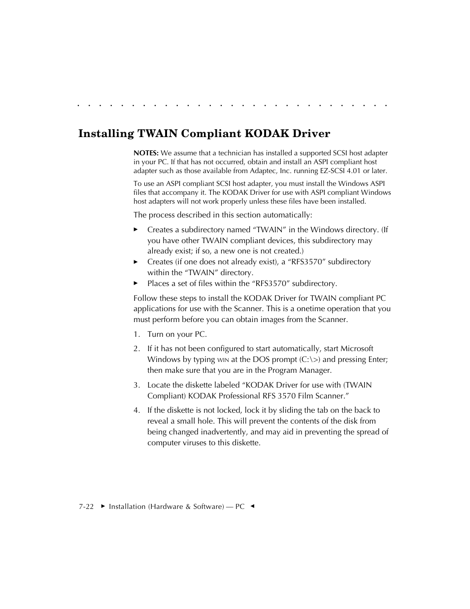 Installing twain compliant kodak driver | Kodak RFS 3570 User Manual | Page 112 / 220