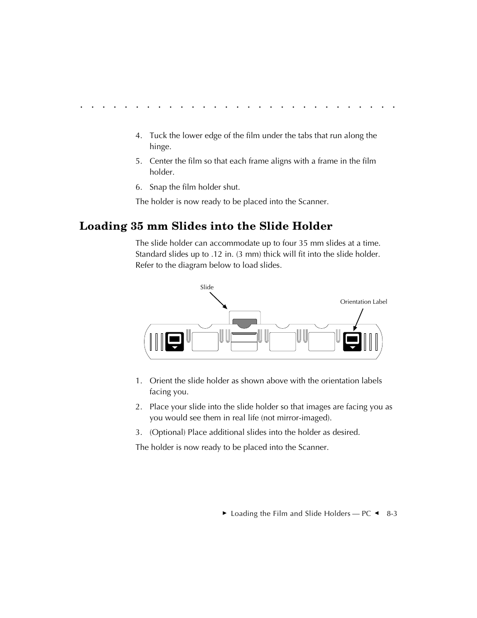 Loading 35 mm slides into the slide holder | Kodak RFS 3570 User Manual | Page 117 / 220