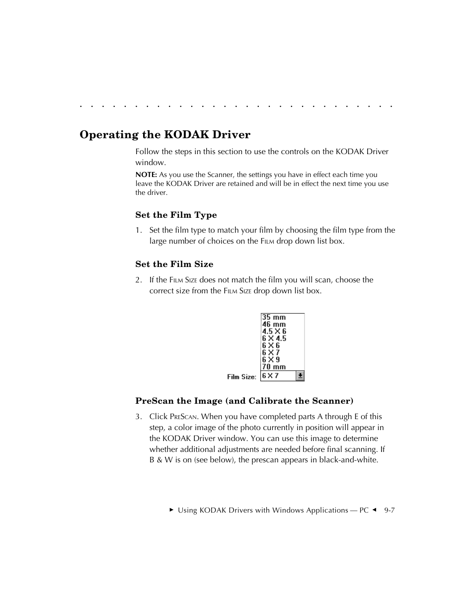 Operating the kodak driver | Kodak RFS 3570 User Manual | Page 133 / 220