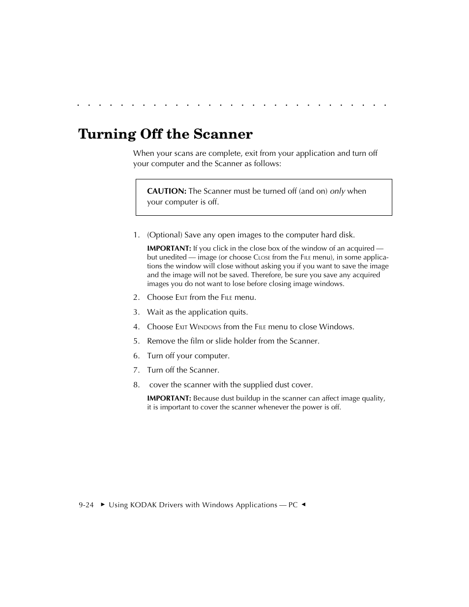 Turning off the scanner | Kodak RFS 3570 User Manual | Page 150 / 220