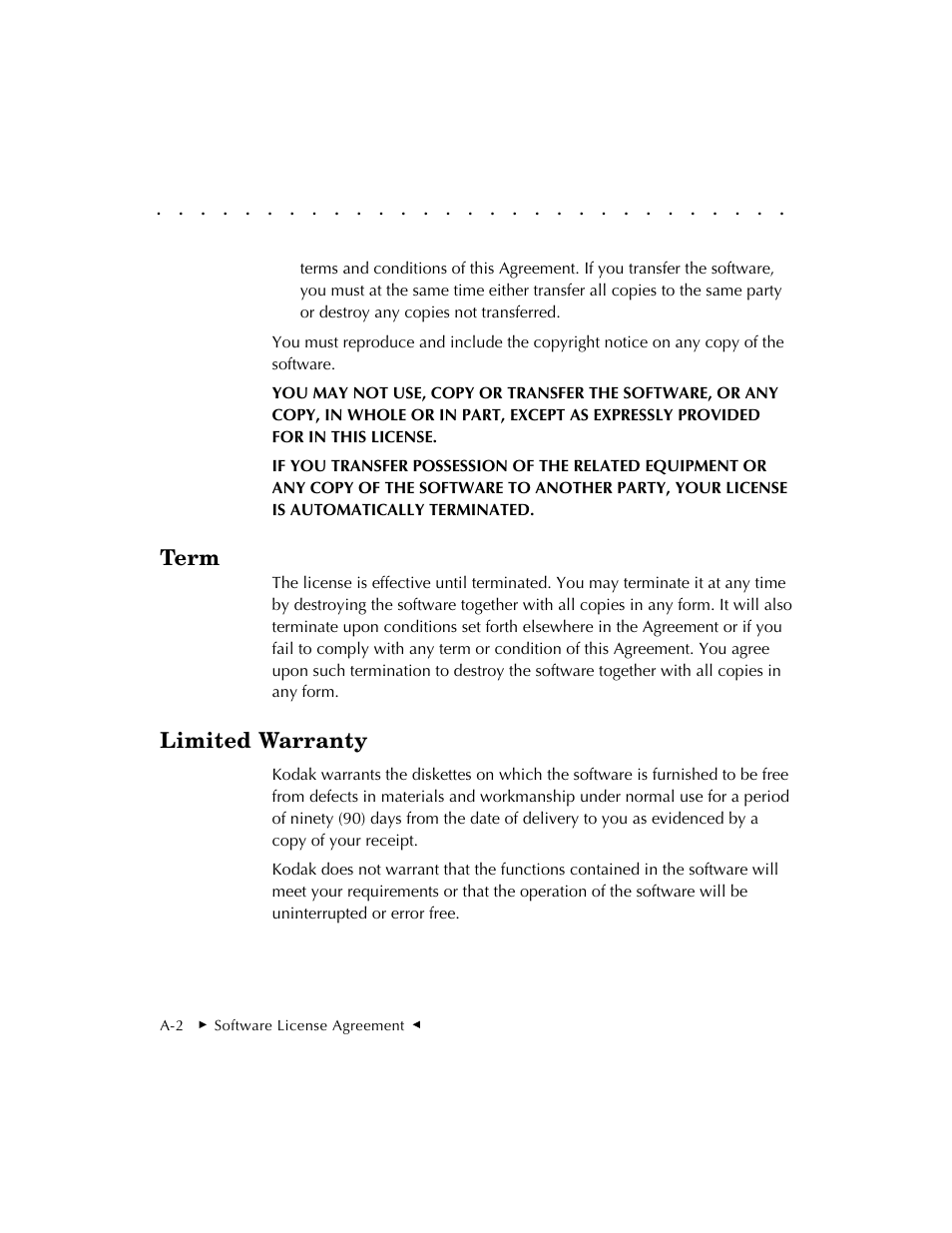 Term, Limited warranty | Kodak RFS 3570 User Manual | Page 160 / 220