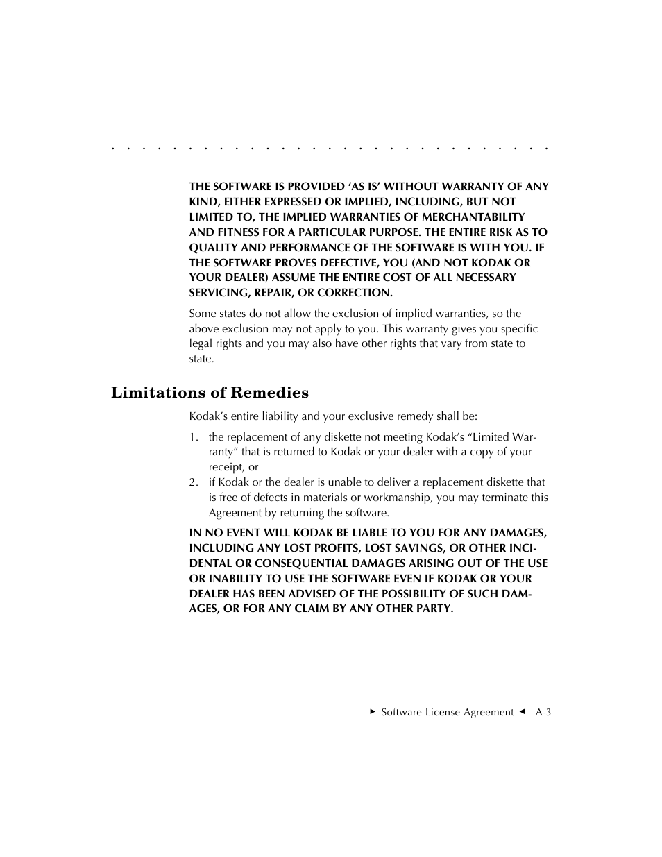 Limitations of remedies | Kodak RFS 3570 User Manual | Page 161 / 220