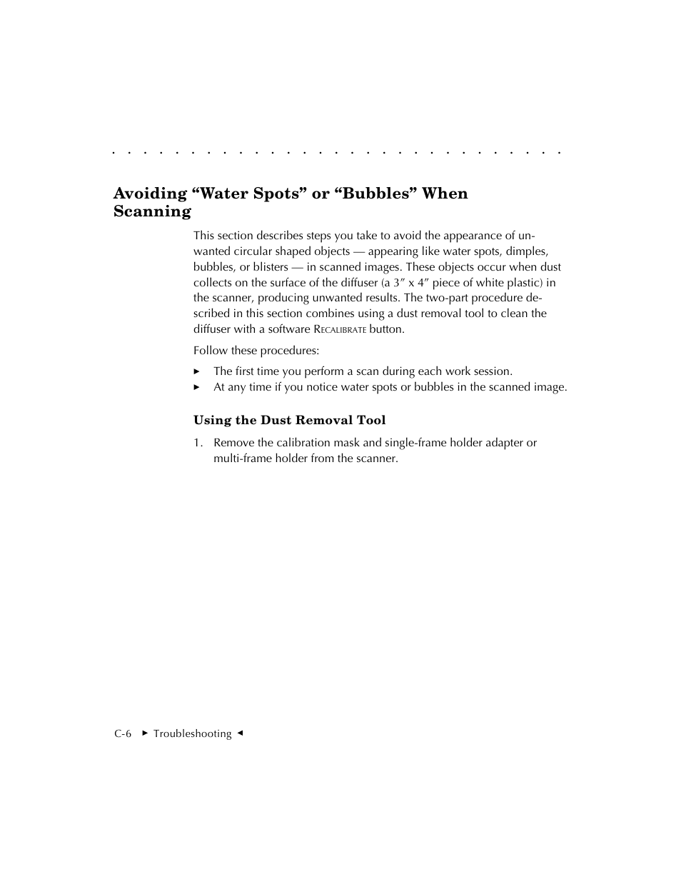 Avoiding “water spots” or “bubbles” when scanning | Kodak RFS 3570 User Manual | Page 172 / 220