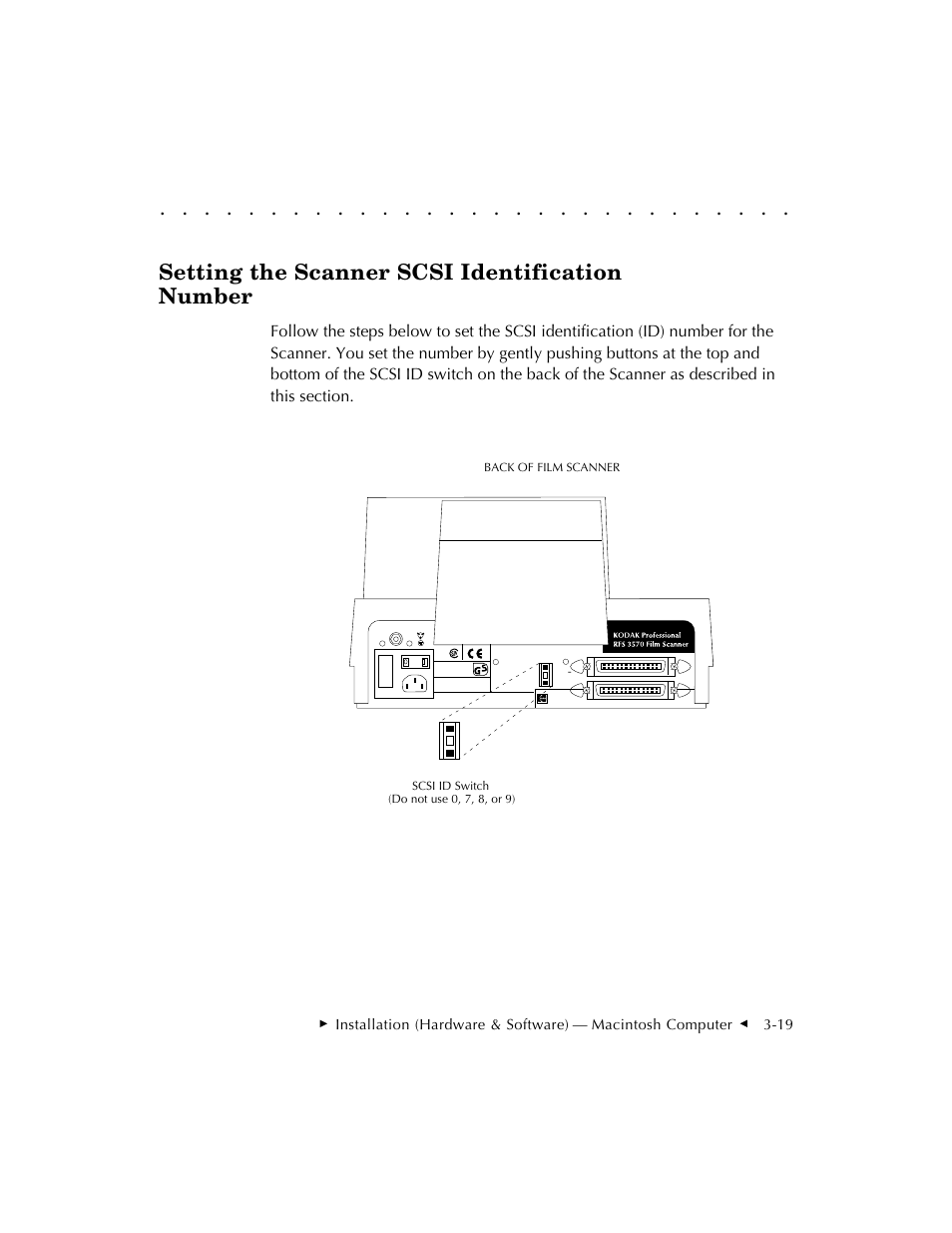 Setting the scanner scsi identification number | Kodak RFS 3570 User Manual | Page 41 / 220