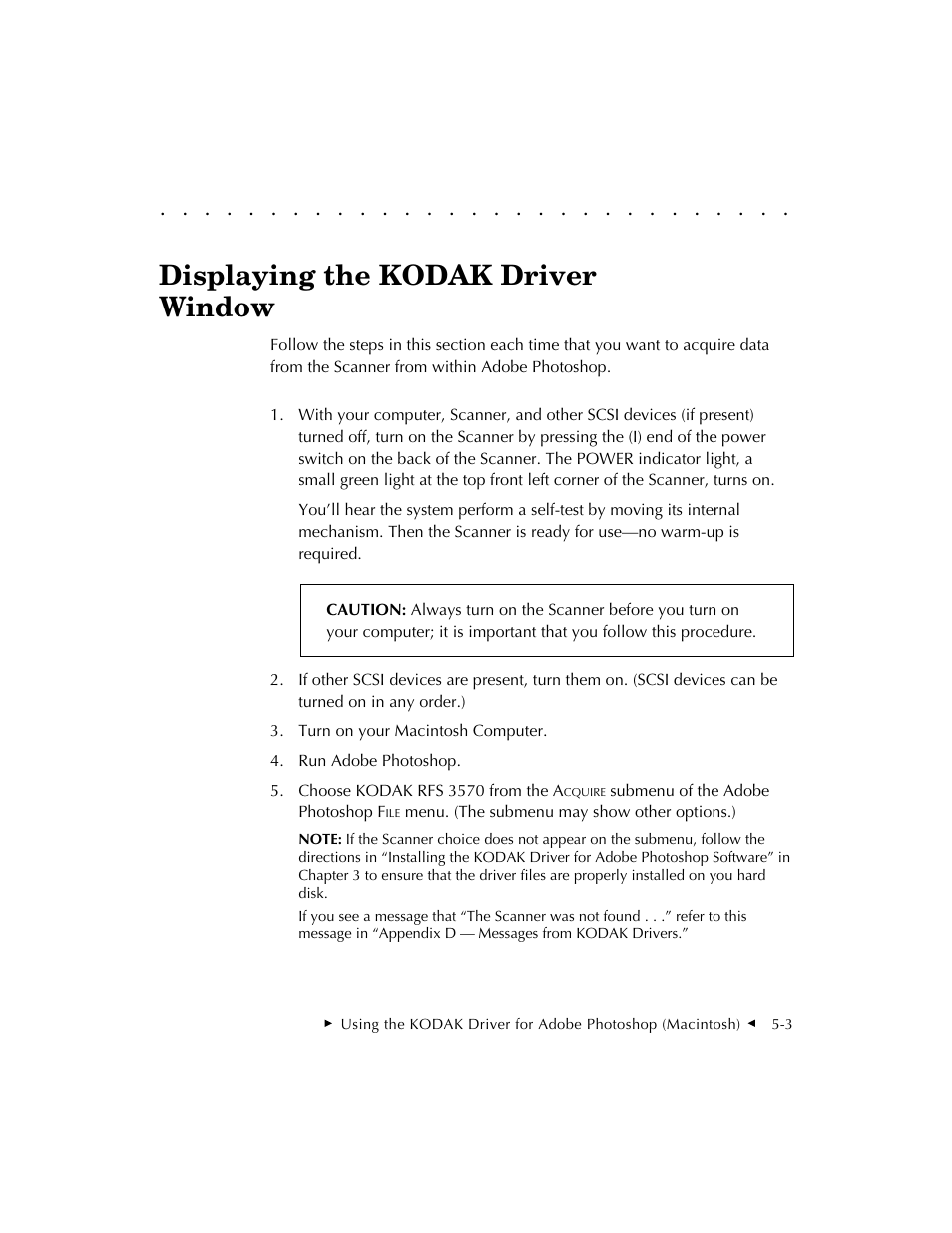 Displaying the kodak driver window | Kodak RFS 3570 User Manual | Page 59 / 220