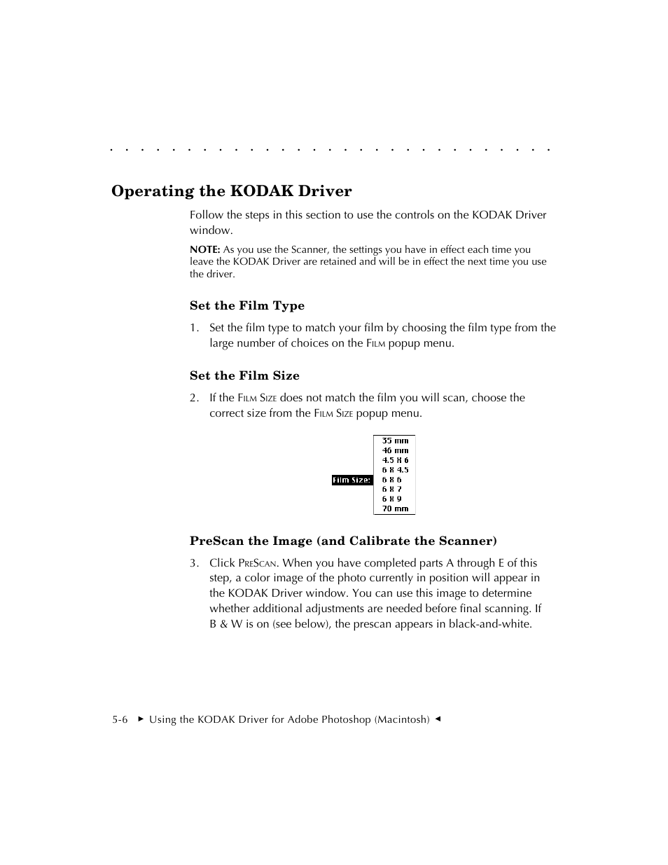 Operating the kodak driver | Kodak RFS 3570 User Manual | Page 62 / 220