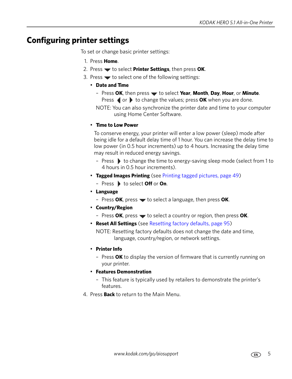 Configuring printer settings | Kodak 5.1 User Manual | Page 11 / 118