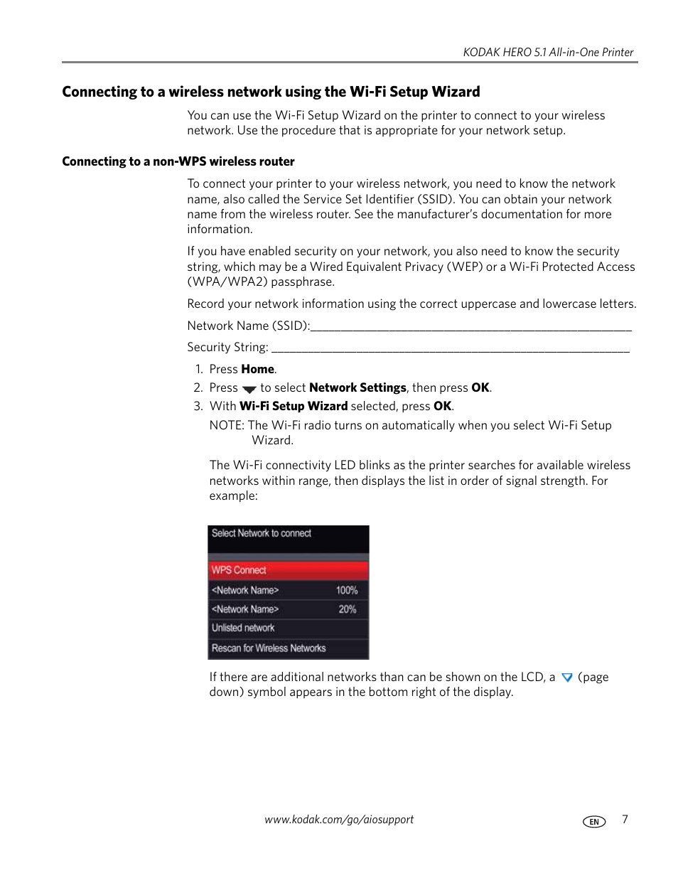 Connecting to a non-wps wireless router | Kodak 5.1 User Manual | Page 13 / 118