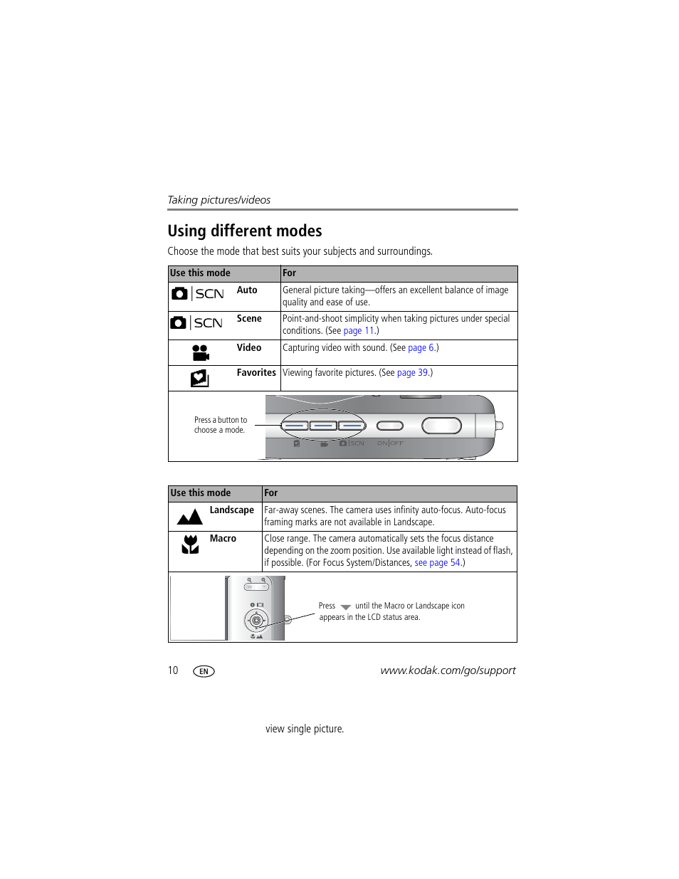 Using different modes | Kodak EasyShare User Manual | Page 16 / 76