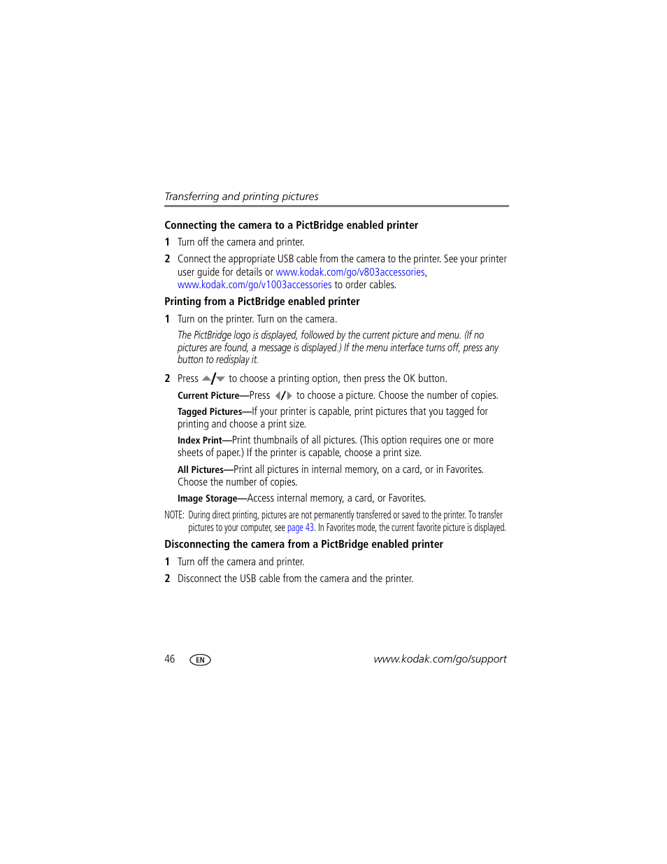 Printing from a pictbridge enabled printer | Kodak EasyShare User Manual | Page 52 / 76