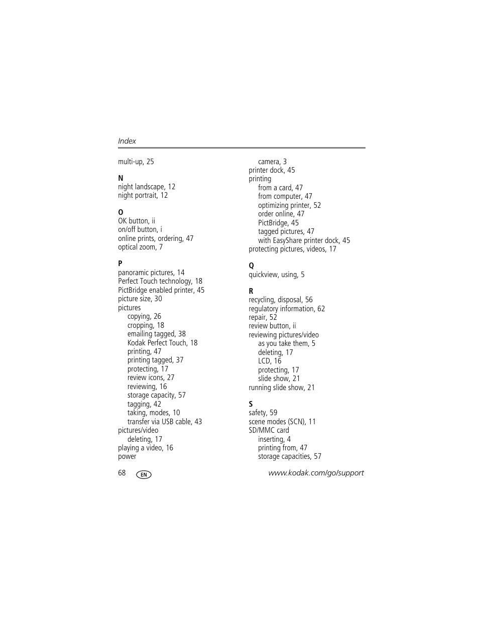 Kodak EasyShare User Manual | Page 74 / 76