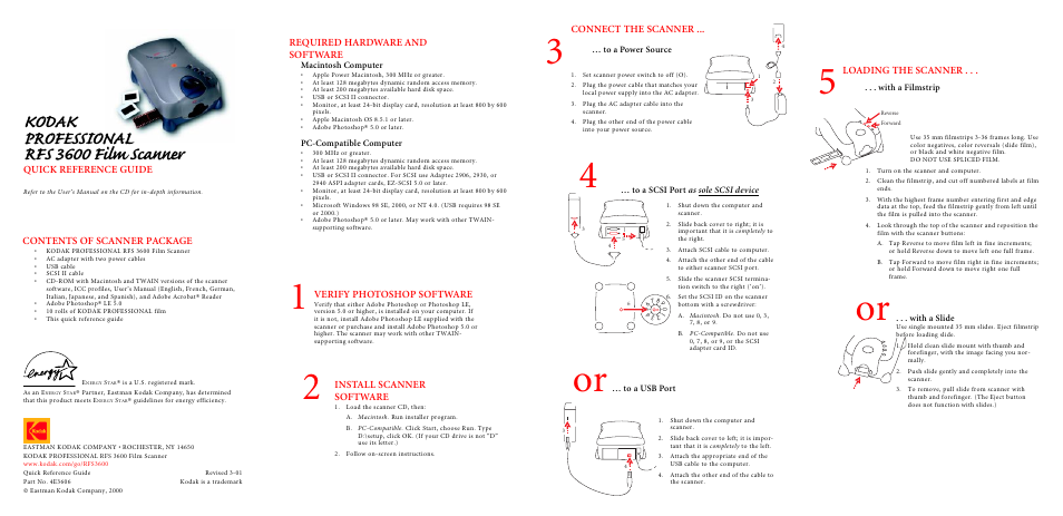 Kodak RFS 3600 User Manual | 2 pages