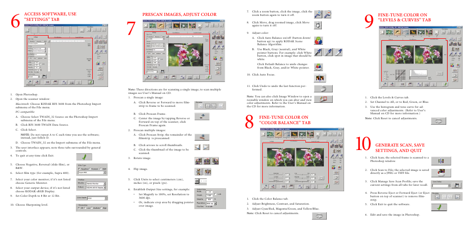 Access software, use “settings” tab | Kodak RFS 3600 User Manual | Page 2 / 2