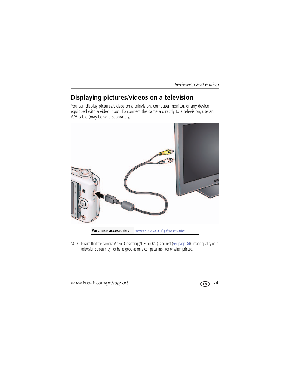 Displaying pictures/videos on a television | Kodak EASYSHARE CD153 User Manual | Page 31 / 65