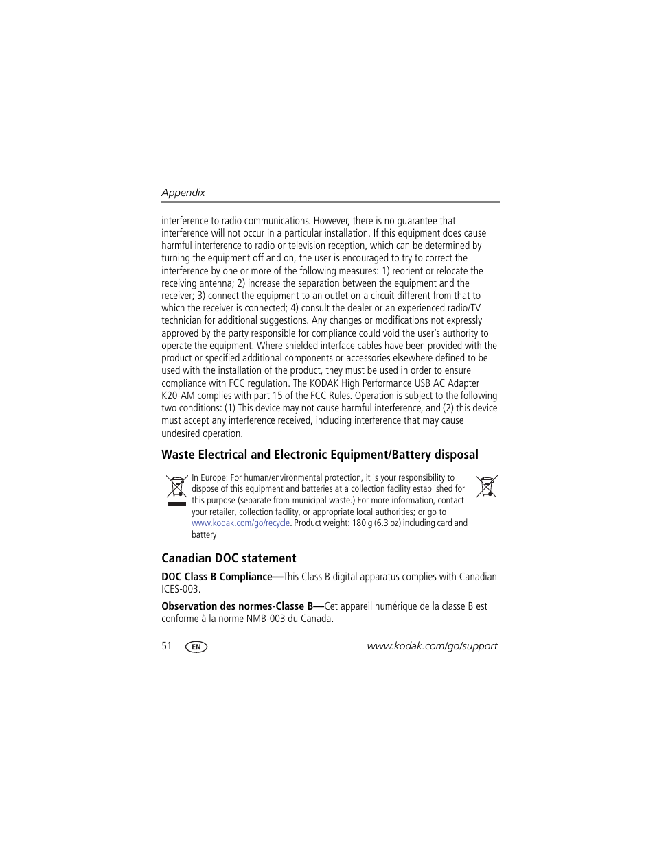 Canadian doc statement | Kodak EASYSHARE CD153 User Manual | Page 58 / 65