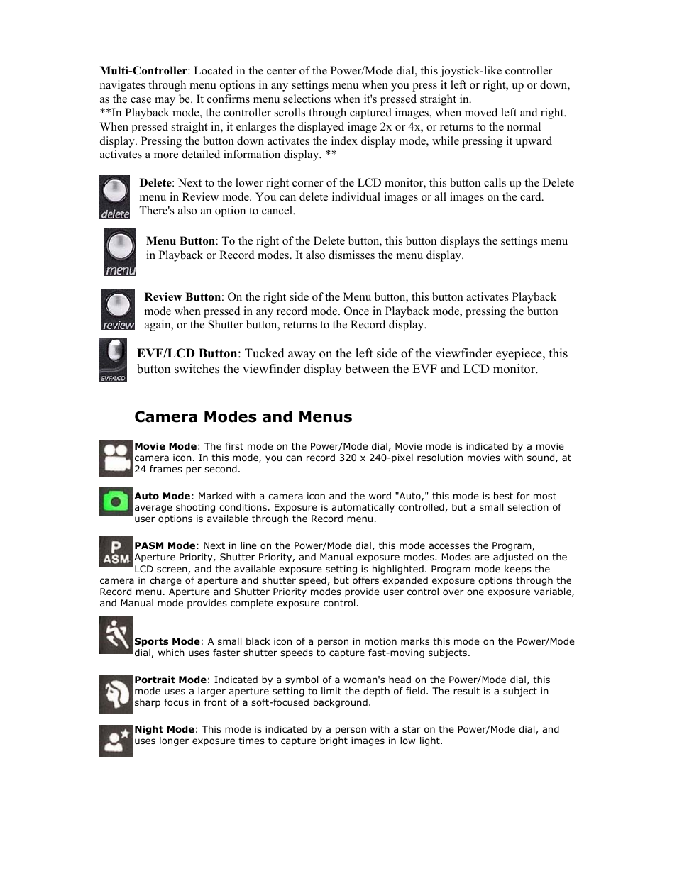 Camera modes and menus | Kodak DX6490 User Manual | Page 3 / 5
