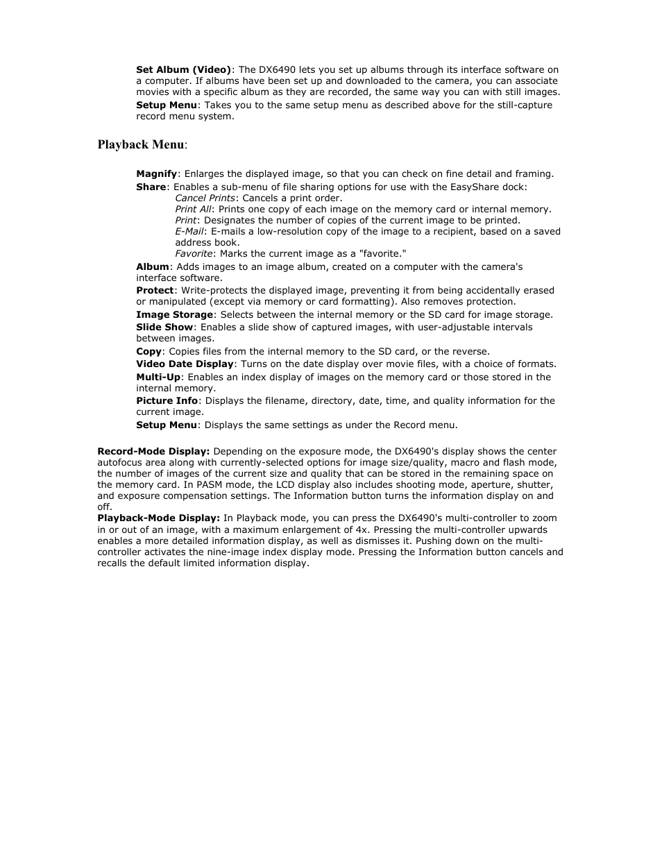 Playback menu | Kodak DX6490 User Manual | Page 5 / 5