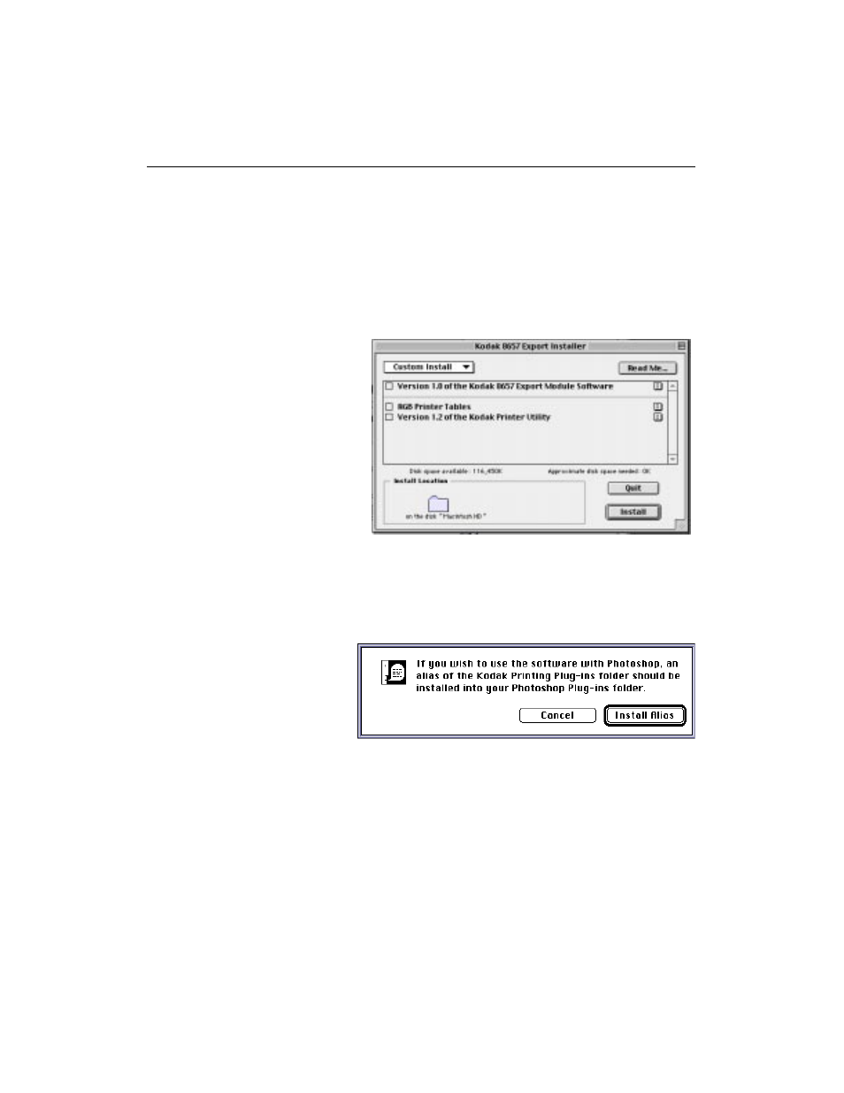 Custom install procedure for macintosh, Custom install procedure for macintosh -8, Installing the software | Kodak 8657 User Manual | Page 16 / 48